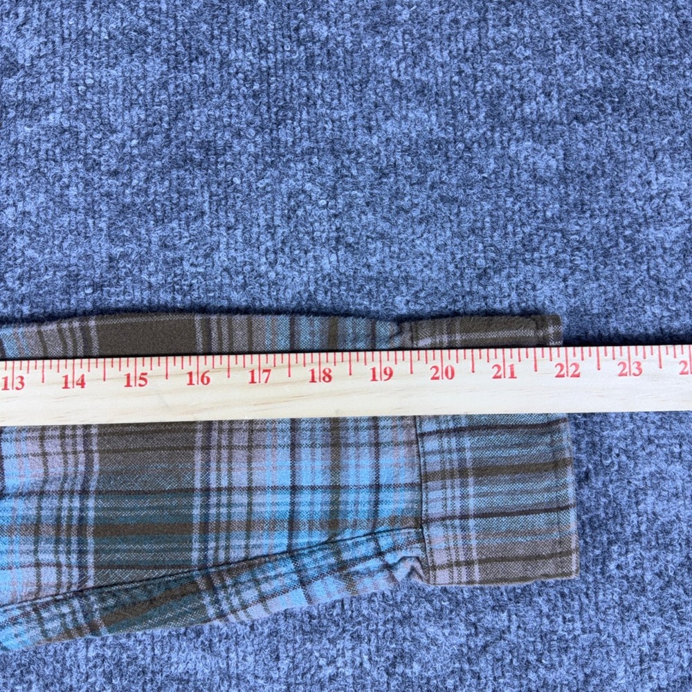Pendleton Mason Mens Brown Blue Plaid Cotton Button Down Shirt Long Sleeve Large - Picture 8 of 11